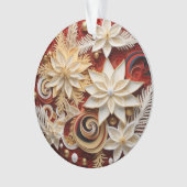3d Red and Gold Christmas Blume Ornament (Vorderseite)