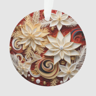 3d Red and Gold Christmas Blume Ornament