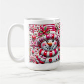 3D Red and Pink Christmas Snowman Kaffeetasse (Links)