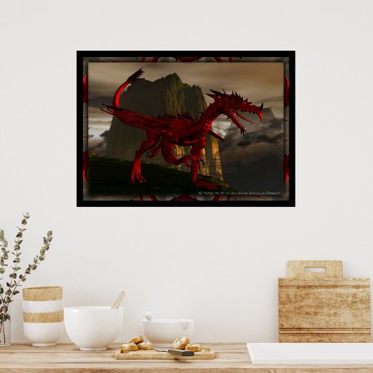 3D Red Dragon Poster (Küche)
