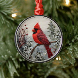 3D Red Kardinal Bird Weihnachten Ornament Aus Metall