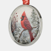3D Red Kardinal Bird Weihnachten Ornament Aus Metall (Links)