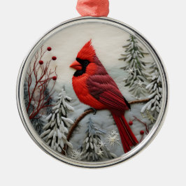 3D Red Kardinal Bird Weihnachten Ornament Aus Metall