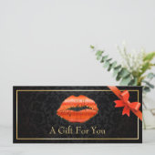 3D Red Lips Beauty Salon Geschenkgutschein (Stehend Vorderseite)