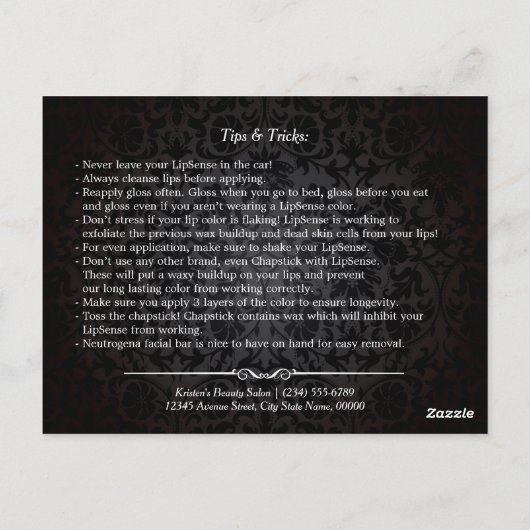 3D Red Lips Beauty Salon Makeup Tipps Postkarte (Rückseite)