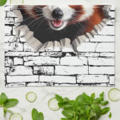 3D Red Panda Wall Break - Paradies für Kletterhexe Geschirrtuch (Gefaltet)