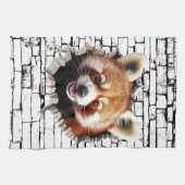3D Red Panda Wall Break - Paradies für Kletterhexe Geschirrtuch (Horizontal)