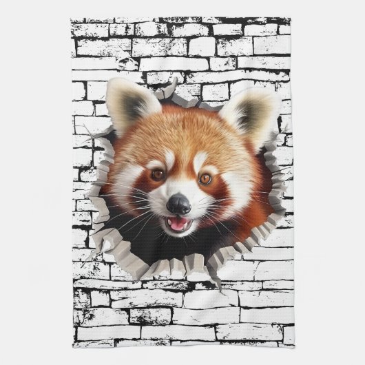 3D Red Panda Wall Break - Paradies für Kletterhexe Geschirrtuch (Vertikal)