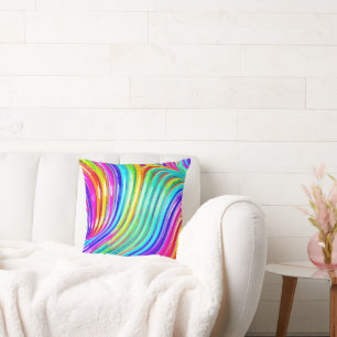 3D-Regenbogenfarbenes Abstraktionsmuster Kissen
