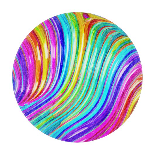 3D-Regenbogenfarbenes Abstraktionsmuster Schneidebrett (Vorderseite)