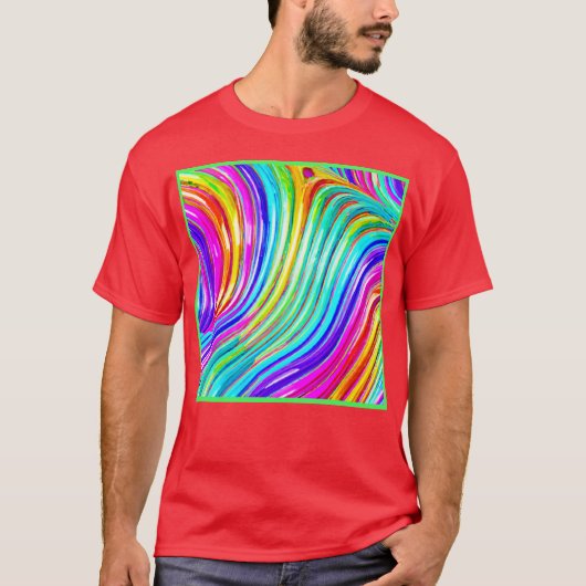 3D-Regenbogenfarbenes Abstraktionsmuster T-Shirt (Vorderseite)