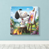 3D-Render eines Niedlichen Hundekünstlergemäldes Leinwanddruck (Insitu (Holzboden))