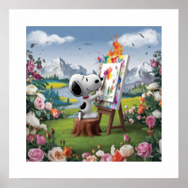 3D-Render eines Niedlichen Hundekünstlergemäldes Poster