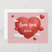 3D Render of Vibrant Red Heart with Custom Name Postkarte (Vorne/Hinten)