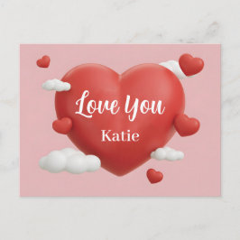 3D Render of Vibrant Red Heart with Custom Name Postkarte
