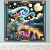 3D-Rendering von Art Nouveau Chibi Frog mit Krone Leinwanddruck (Insitu (Holzboden))