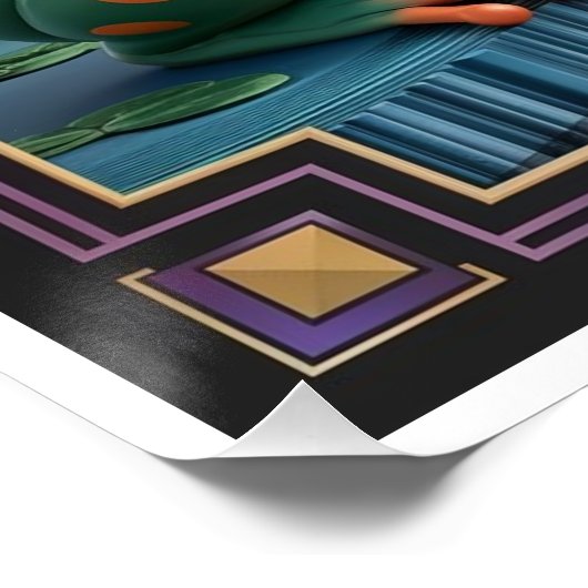 3D-Rendering von Art Nouveau Chibi Frog mit Krone Poster (Ecke)