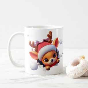 3D-Rentier-Weihnachtskaffeetasse – Festliches Weih Kaffeetasse