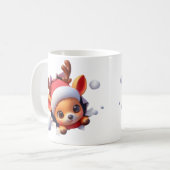 3D-Rentier-Weihnachtskaffeetasse – Festliches Weih Kaffeetasse (Vorderseite Links)