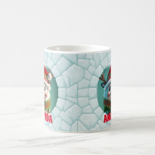 3D Rentier Weihnachtskids Heiße Schokolade Kaffeetasse (Mittel)