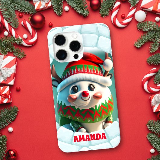 3D Rentier Weihnachtsname Personalisiert Case-Mate iPhone Hülle