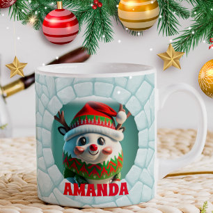 3D Rentier Weihnachtsname Personalisierter Feierta Kaffeetasse