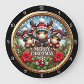 3D Rentier Weihnachtsschmuck Große Wanduhr (Vorderseite)