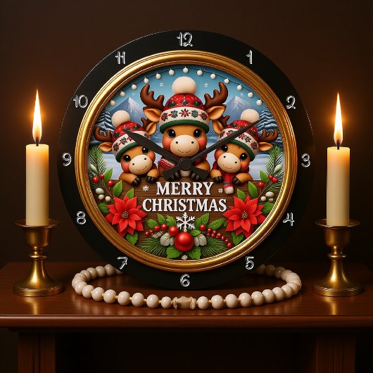 3D Rentier Weihnachtsschmuck Große Wanduhr