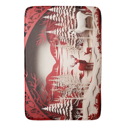 3D-Rentiere im WaldWinter Badematte (Vorderseite Vertikal)