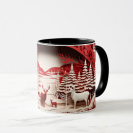 3D-Rentiere im WaldWinter Tasse