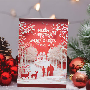 3D Rentiere und Menschen im Dorf Karte