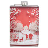 3D-Rentiere und Menschen in Village Flachmann (Vorderseite)