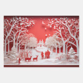 3D-Rentiere und Menschen in Village Geschenkpapier Set (Vorderseite 3)