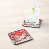 3D-Rentiere und Menschen in Village Getränkeuntersetzer (Rechte Seite)