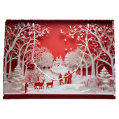 3D-Rentiere und Menschen in Village Große Geschenktüte (Vorderseite)