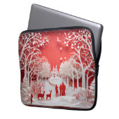 3D-Rentiere und Menschen in Village Laptopschutzhülle (Vorderseite Links)