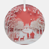 3D-Rentiere und Menschen in Village Ornament Aus Glas (Vorderseite)