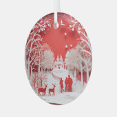 3D-Rentiere und Menschen in Village Ornament Aus Glas (Vorderseite links)