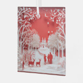 3D-Rentiere und Menschen in Village Ornament Aus Glas (Vorderseite links)