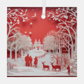 3D-Rentiere und Menschen in Village Ornament Aus Glas (Rückseite)