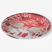 3D-Rentiere und Menschen in Village Pappteller (Schrägansicht)