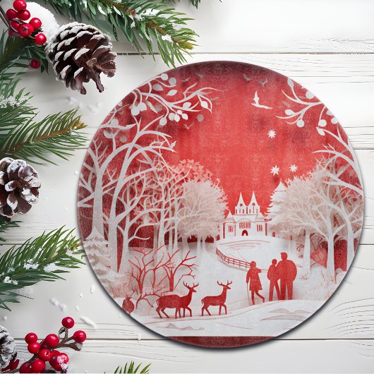 3D-Rentiere und Menschen in Village Schneidebrett