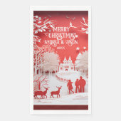 3D-Rentiere und Menschen in Village Serviette (Vorderseite)