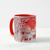 3D-Rentiere und Menschen in Village Tasse (Vorderseite Links)