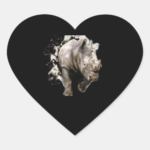 3d Rhino - African Safari Animal Rhinoceros Herz-Aufkleber