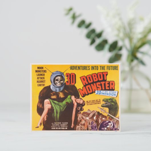 3D ROBOT MONSTER POSTKARTE (Stehend Vorderseite)