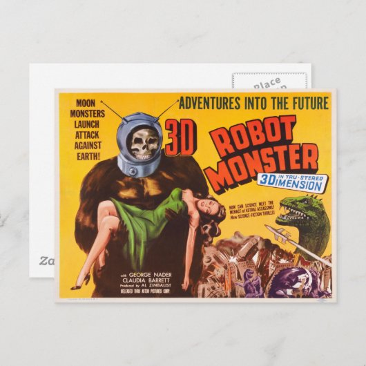 3D ROBOT MONSTER POSTKARTE (Vorne/Hinten)