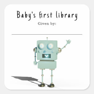 3D-Roboter - Baby's erste Bibliothek Quadratischer Aufkleber