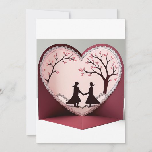 3D Romantic Heart Design Wedding Card Einladung (Vorderseite)