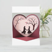 3D Romantic Heart Design Wedding Card Einladung (Stehend Vorderseite)